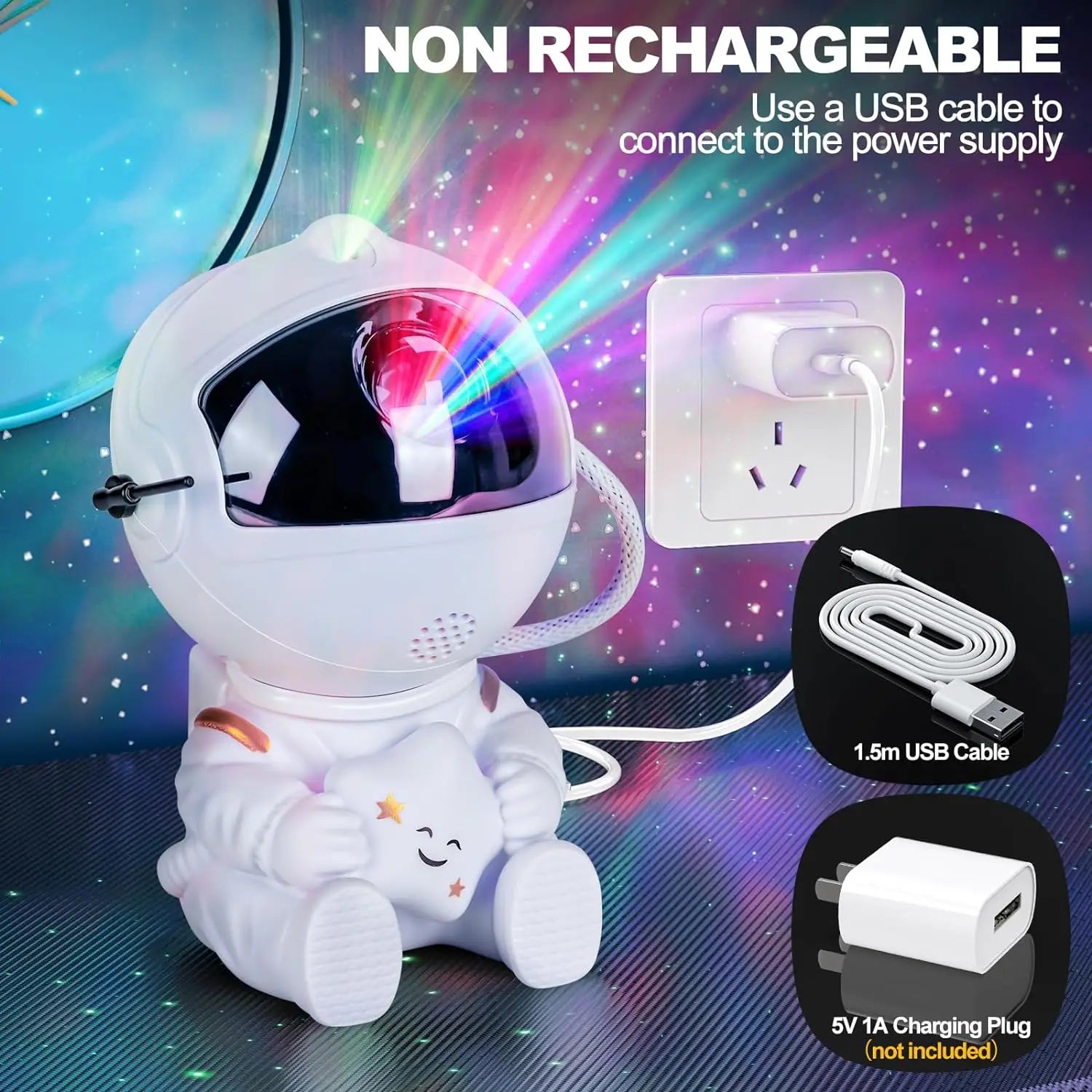 Projecteur Astronaute Galaxy Night 360°
