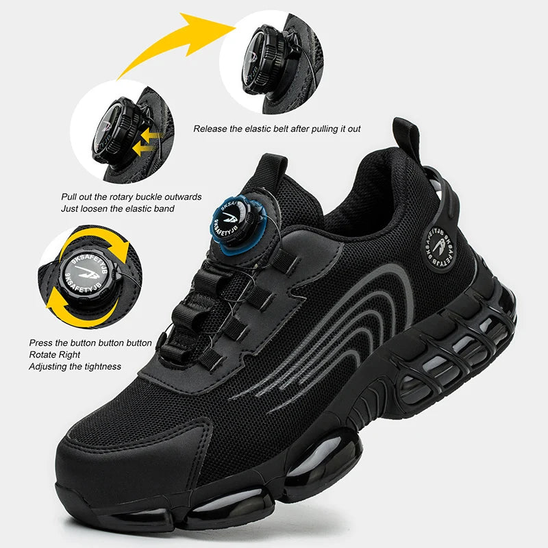 Chaussures de sécurité à bouton rotatif pour hommes
