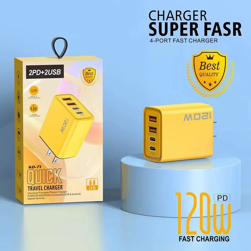 Chargeur 120W à 4 sorties (2 USB A + 2 USB C)