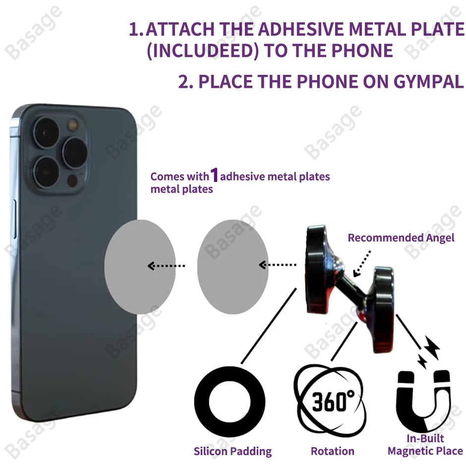 Support magnétique double-face pour smartphone 360° fit