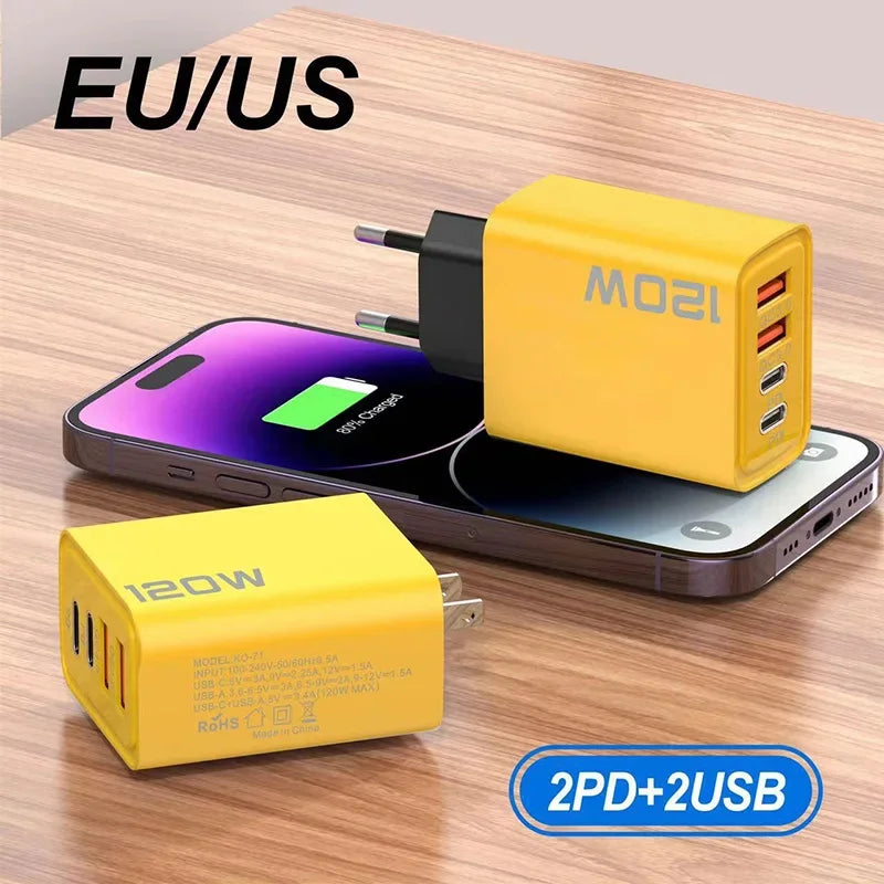 Chargeur 120W à 4 sorties (2 USB A + 2 USB C)