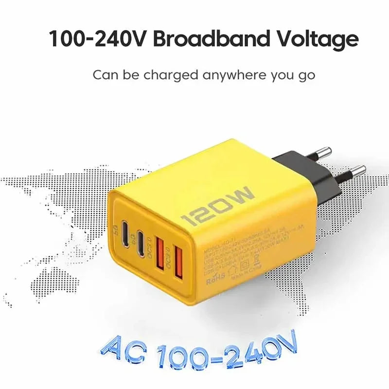 Chargeur 120W à 4 sorties (2 USB A + 2 USB C)
