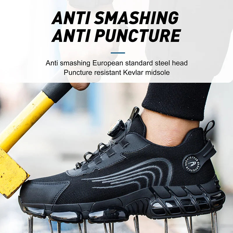 Chaussures de sécurité à bouton rotatif pour hommes