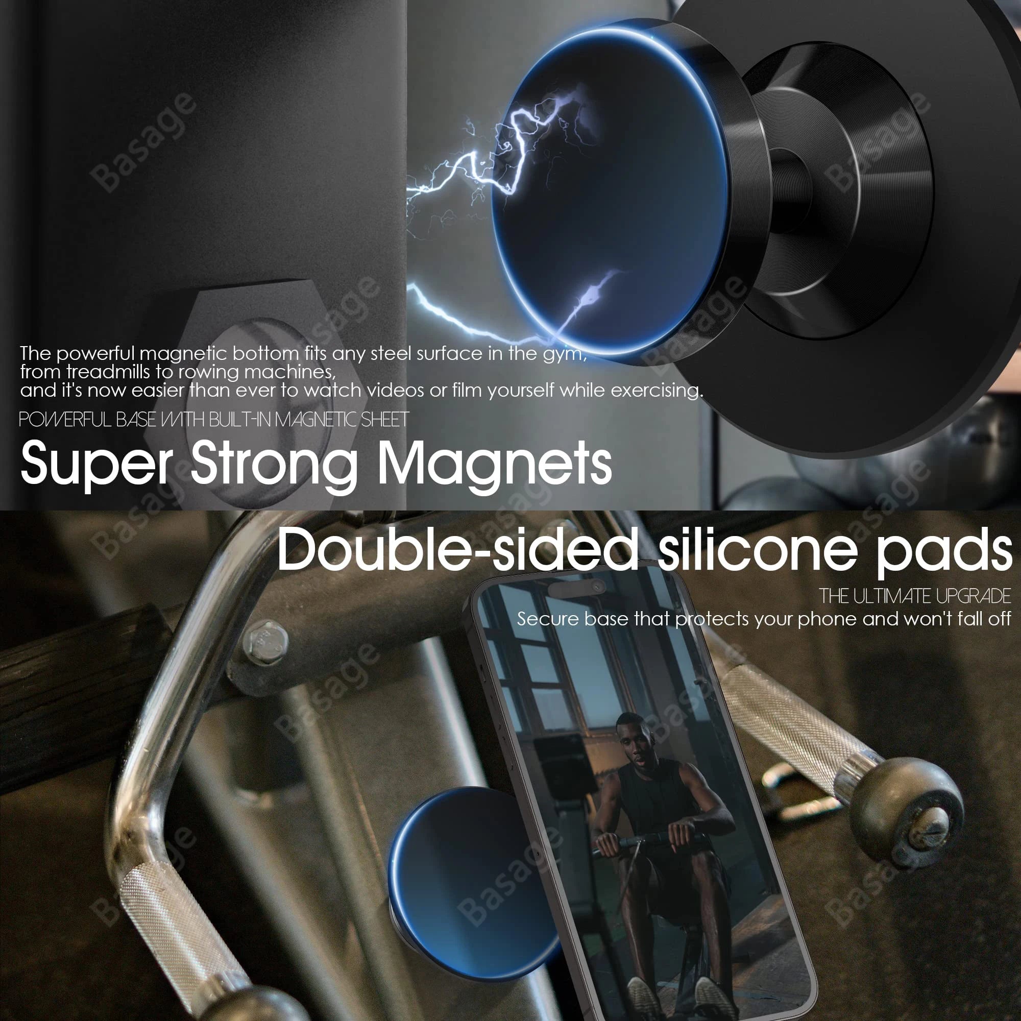 Support magnétique double-face large pour smartphone