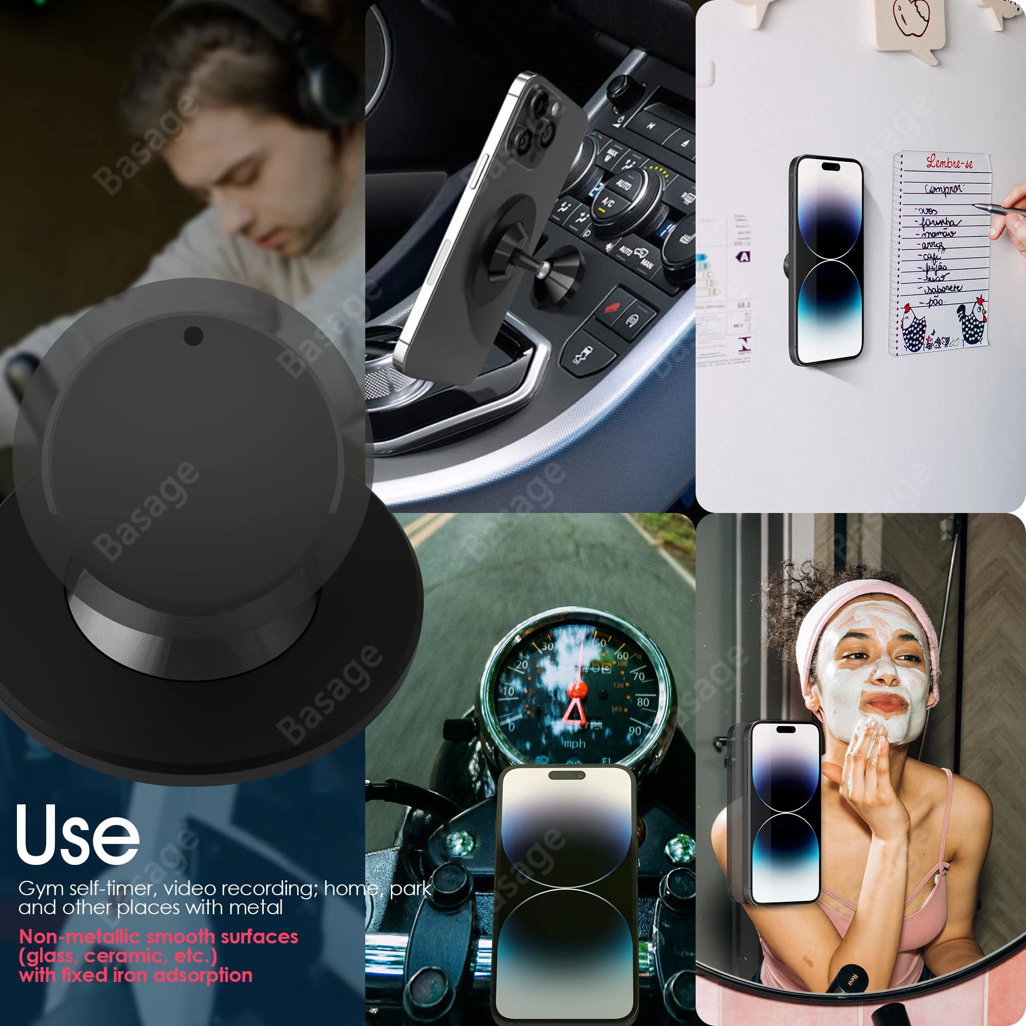 Support magnétique double-face large pour smartphone