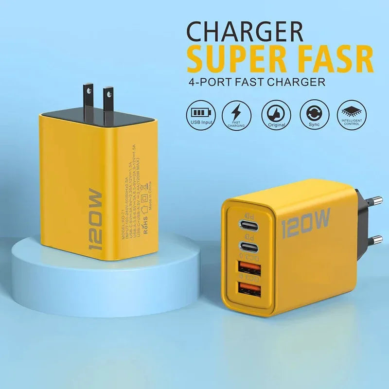 Chargeur 120W à 4 sorties (2 USB A + 2 USB C)