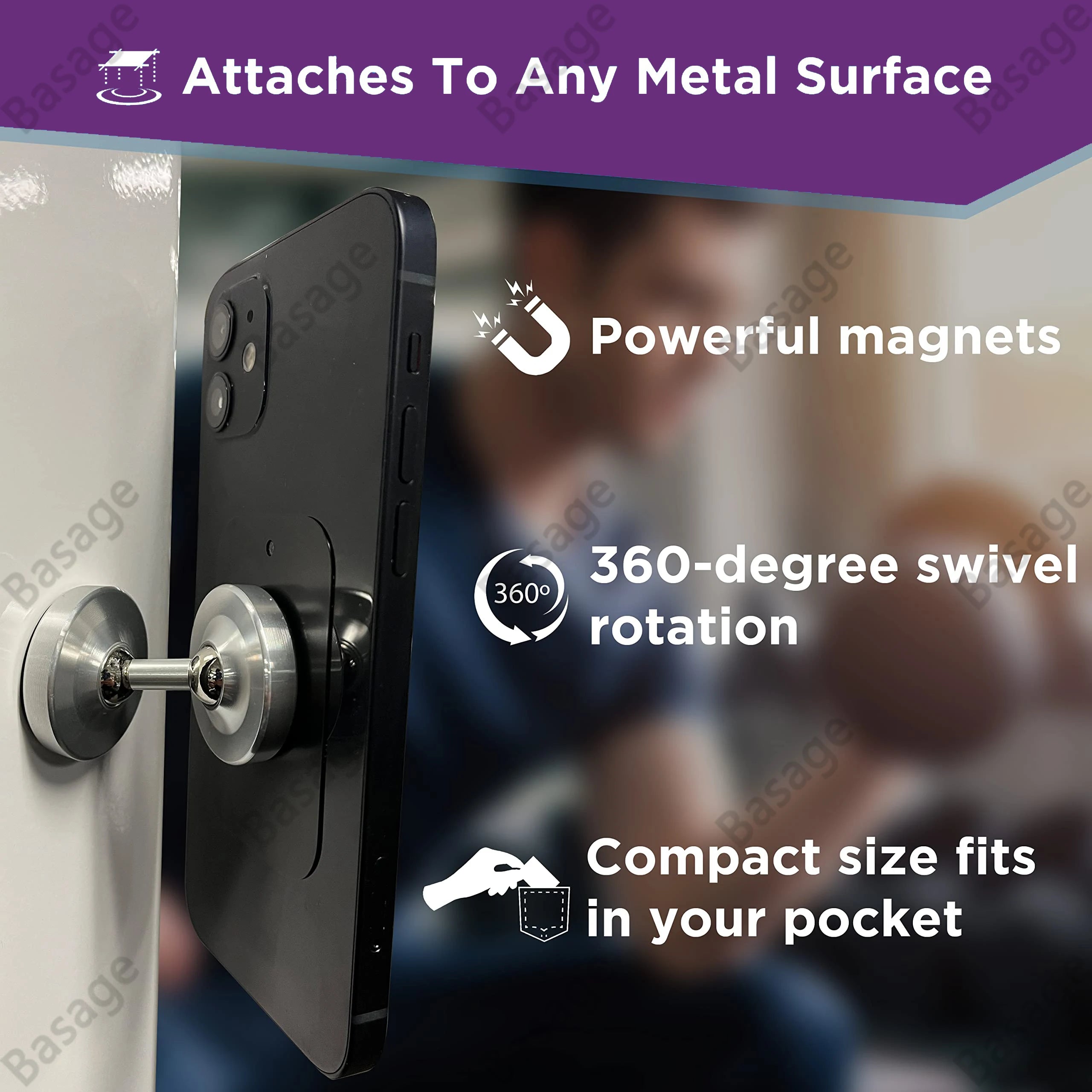 Support magnétique double-face pour smartphone 360° fit